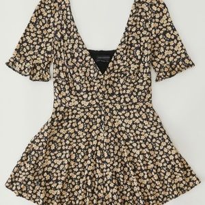 Urban Outfitters Tea Time Floral Plunging Romper